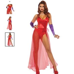 Jessica Rabbit Sexy Red dress purple gloves costume medium Rabbit Roger Cartoon